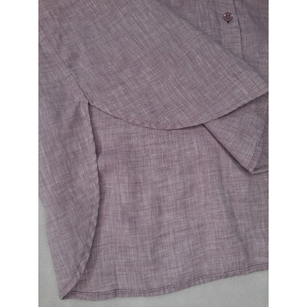 Chico’s Size 3 No-Iron Linen Shirttail High-Low Tunic Top Blouse Purple US 16/18 - Picture 11 of 14
